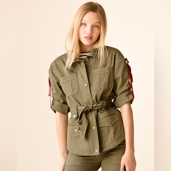Veronica Beard Paulette Belted Jacket Olive Green Abbreviated Sleeves Small - Picture 17 of 17